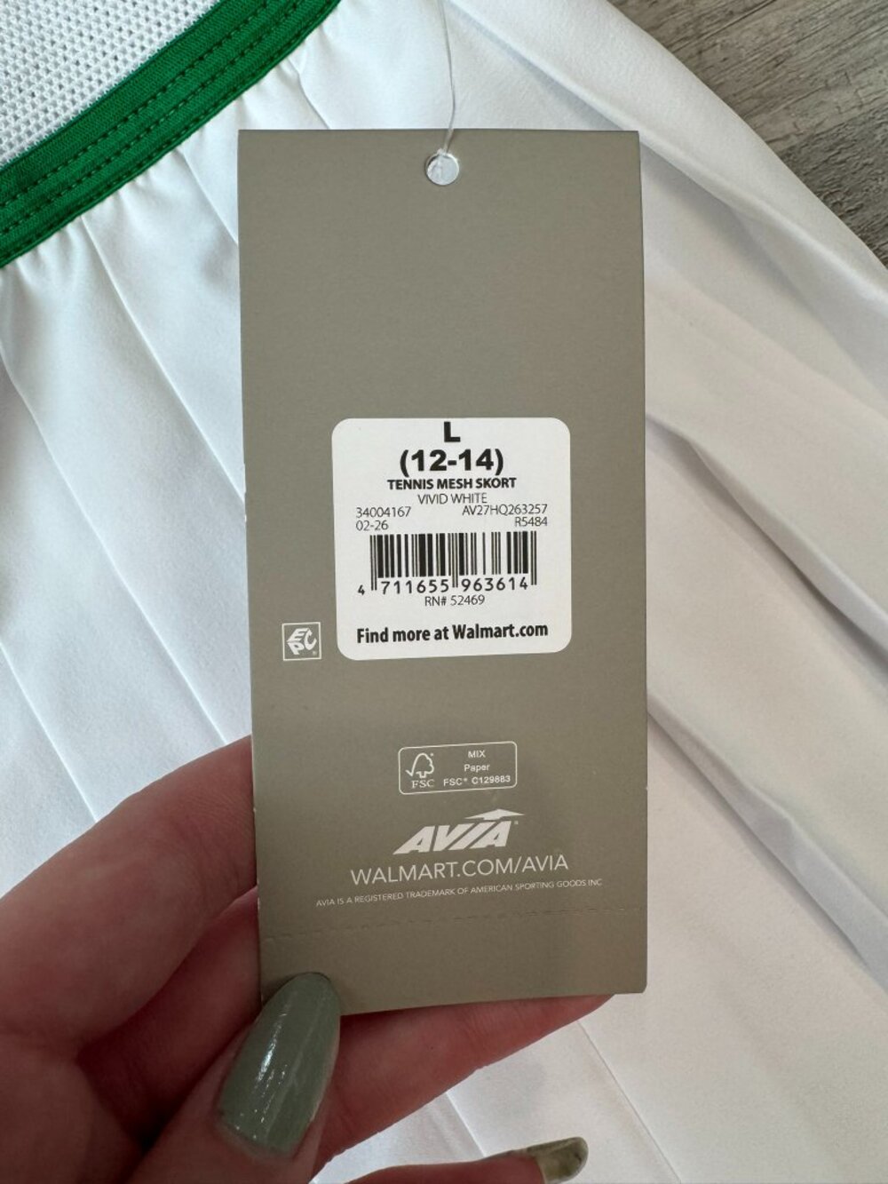 Avia NWT white pleated tennis skort green trim athletic size large B14 - Picture 3 of 10